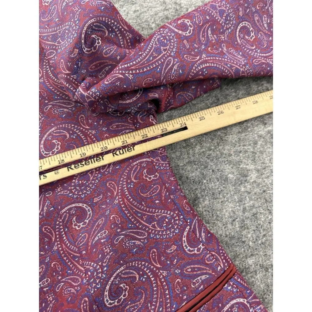 Pietro Scarlatti Mens Mandarin Suit Blazer Pants Paisley Red Blue US 46 EU 56 T8